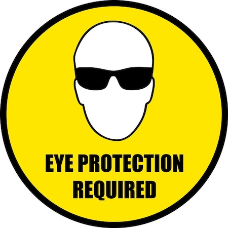 5S Supplies Eye Protection Required 32in Diameter Non Slip Floor Sign FS-PPEEYEP-32